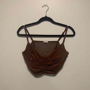 Brown mesh crop top